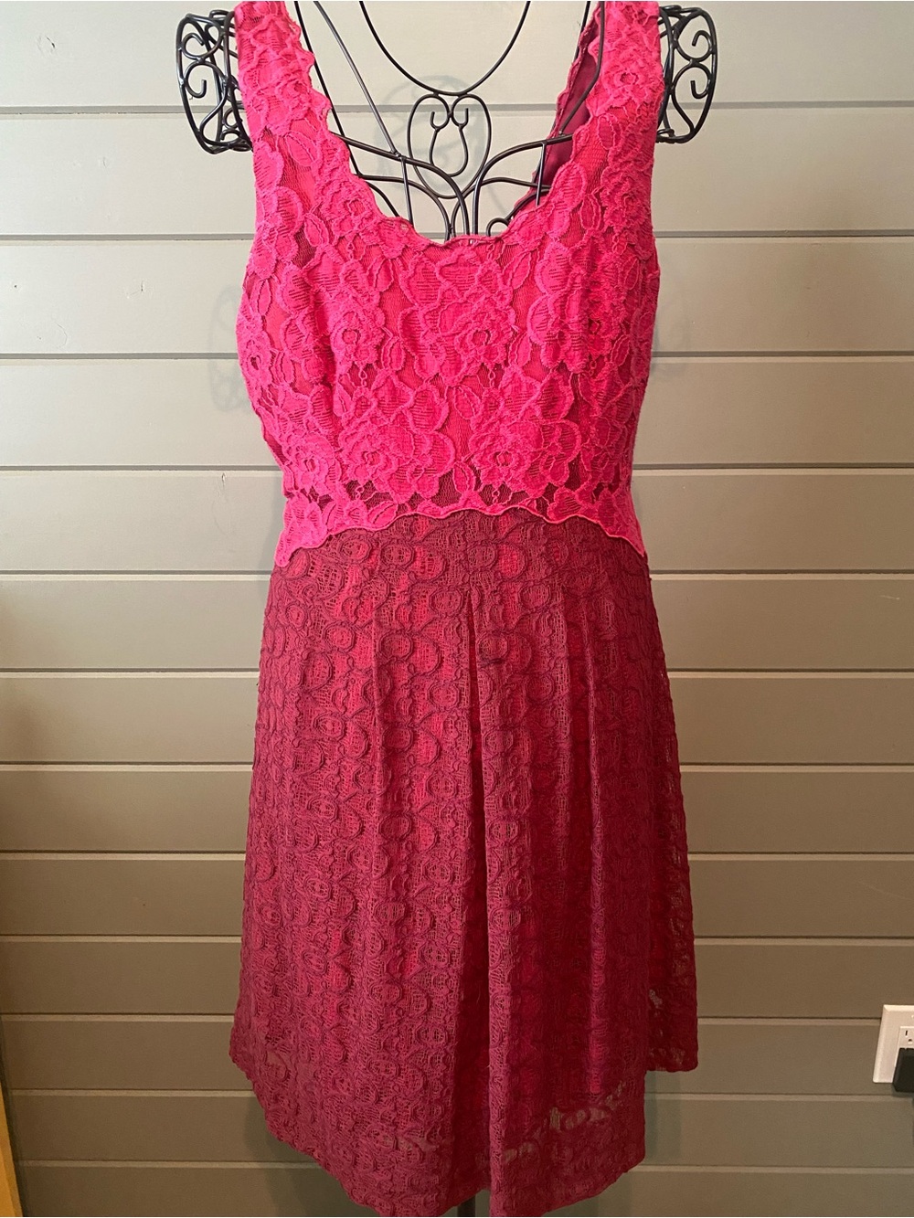 Anthropologie Moulinette Soeurs Two-Tone Pink Lace Fit-and-Flare Dress